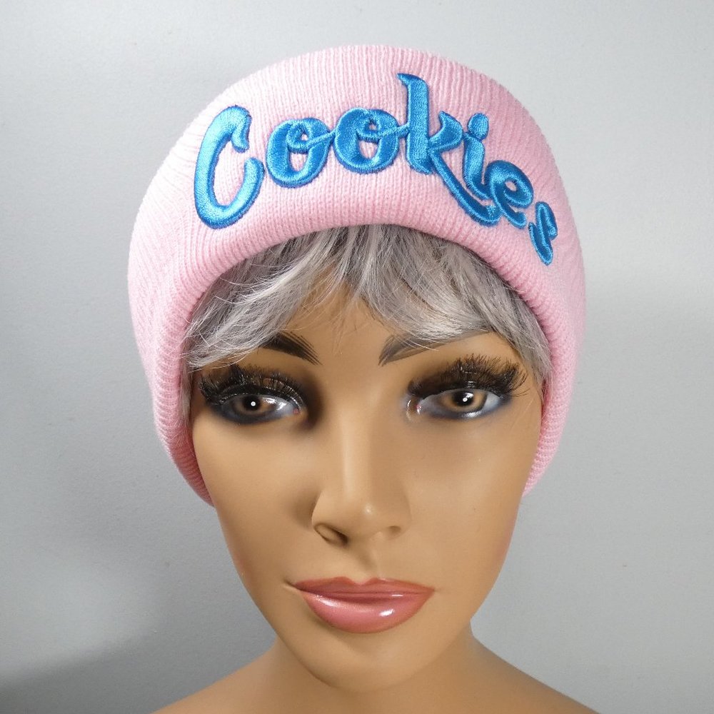 REDUCED!! Pink knit beanie cap with Cookies logo